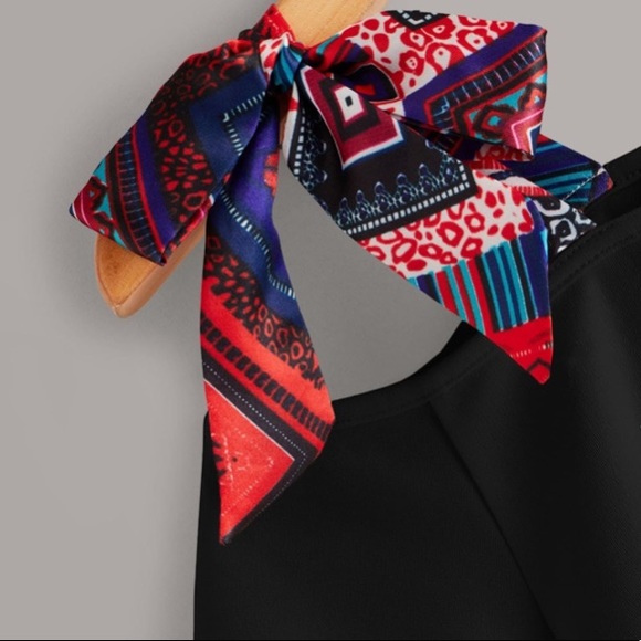 Sold! NWOT Shein Bow Strap Asymmetrical Neck Dress - Picture 6 of 7